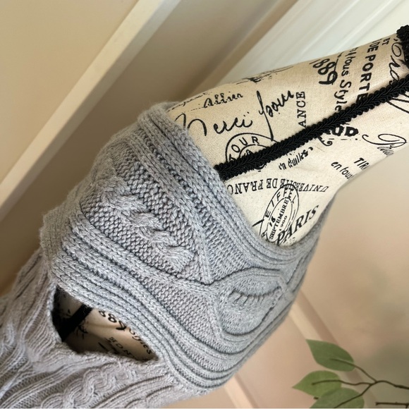 Pink Rose Y2K Cable Knit Off-Shoulder Tunic Length Sweater Dress Gray Sz XL - Picture 9 of 16